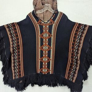 Sturbridge By Roosevelt Black Orange Knit Poncho